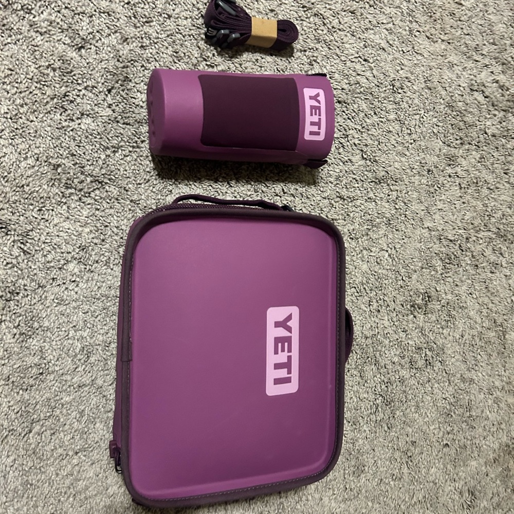 YETI Purple daytrip lunch box and water bottle holder